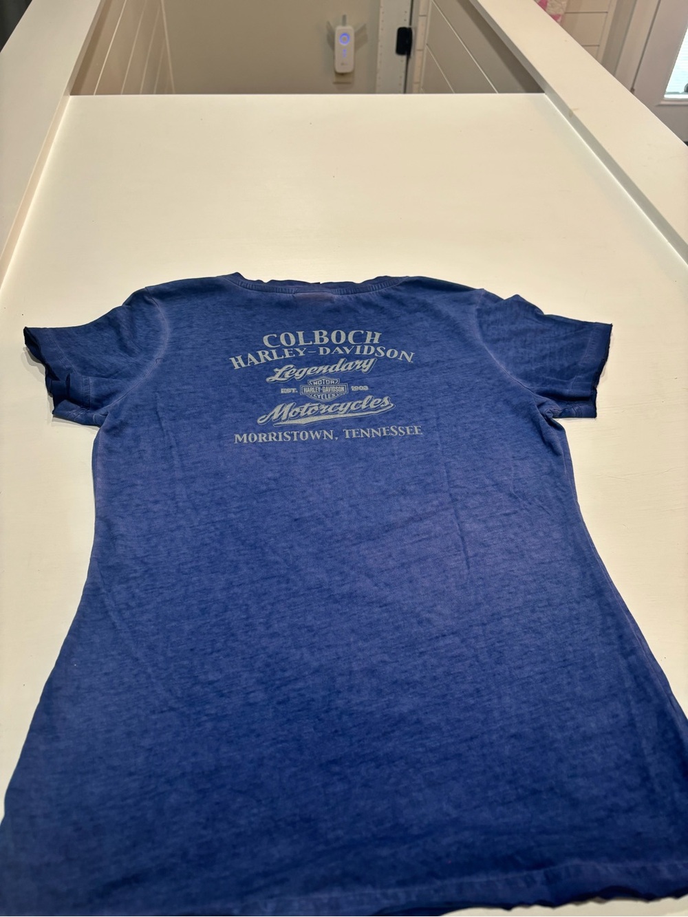 Harley-Davidson Women's Navy Blue Short Sleeve Tee with White Logo - Picture 2 of 4